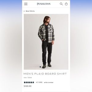 Mens Pendleton Board Shirt- Large
